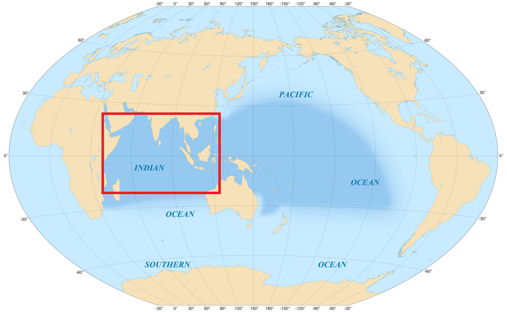 Việc Mỹ chia sẻ dữ liệu tình báo vệ tinh với Ấn Độ sẽ làm thay đổi toàn bộ chiến lược khu vực Ấn Độ Dương - Thái Bình Dương. Thậm chí, có chuyên gia còn "cực đoan" cho rằng: Khu vực Ấn Độ Dương - Thái Bình Dương sẽ hoàn toàn bị Mỹ và Ấn Độ kiểm soát. Ảnh: Khu vực địa chiến lược Ấn Độ Dương-Thái Bình Dương (màu đỏ) - Nguồn: Wikipedia.