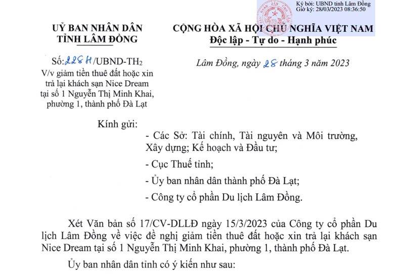 Du lịch Lâm Đồng bất ngờ xin trả lại khách sạn đất vàng Đà Lạt Du lich Lam Dong bat ngo xin tra lai khach san dat vang Da Lat