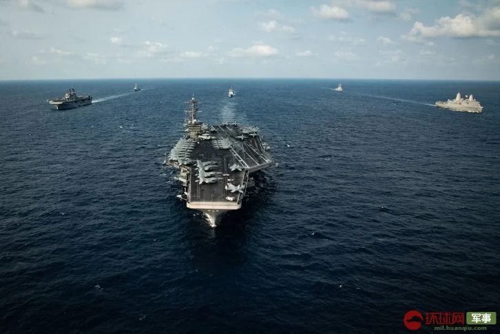 Truyền thông Trung Quốc tỏ ra lo ngại việc Mỹ kéo một loạt các tàu chiến "khủng" vào thực hiện tuần tra ở Biển Đông trong đó có cả tàu sân bay USS Theodore Roosevelt. Nguồn ảnh: QQ.