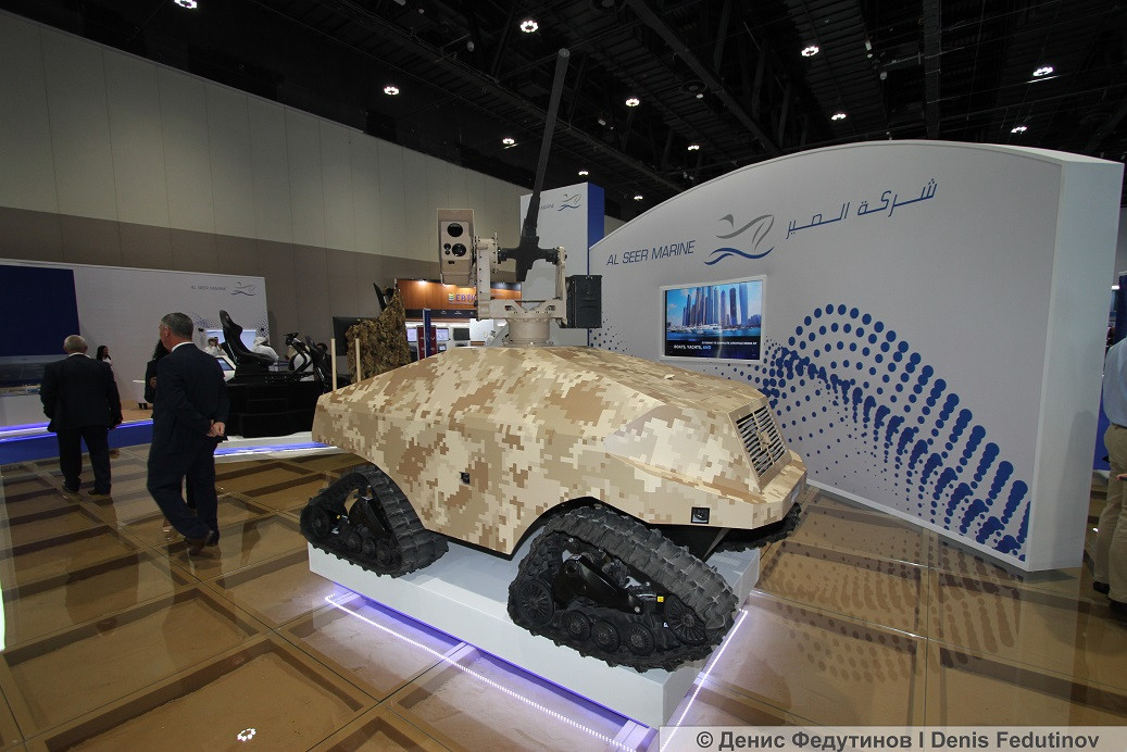 Robot chiến đấu tự hành AI Seer do UAE tự nghiên cứu và phát triển có hệ thống khung gầm tự hành hoàn toàn kèm theo đó là hệ thống hoả lực điều khiển có thể thay thế được. Nguồn ảnh: BMPD.