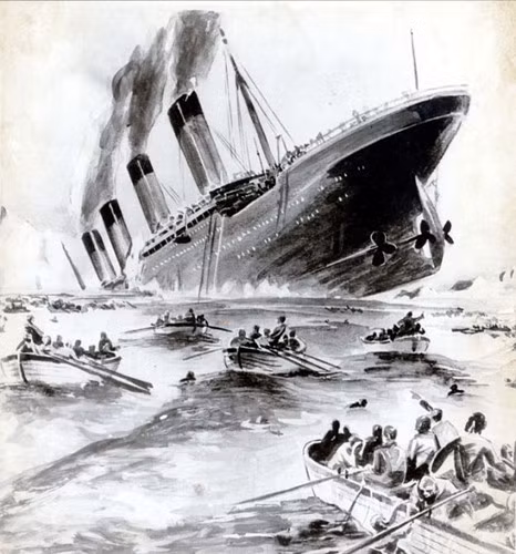 Vào đêm 14, rạng sáng ngày 15/4/1912, tàu Titanic đâm vào tảng băng trôi và chìm xuống đáy biển Đại Tây Dương.