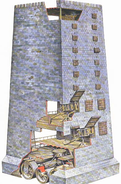 Theo thiết kế, cỗ máy công thành mang hình dáng một tòa tháp khổng lồ gồm 9 tầng với chiều cao khoảng 41,2m và rộng 20,6m. Nó nặng khoảng 160 tấn.