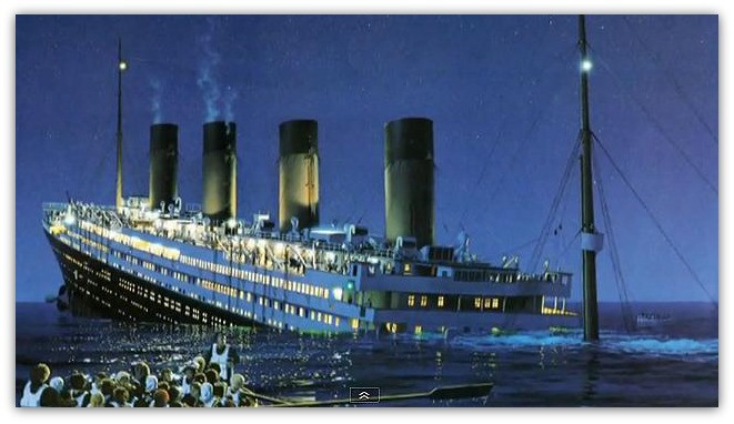 Trong chuyến hải hành đầu tiên, tàu Titan đâm vào tảng băng trôi và chìm ở Bắc Đại Tây Dương, cách Newfoundland 400 dặm vào một đêm giữa tháng 4/1898.