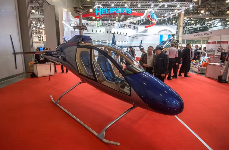 Nguyên mẫu trực thăng hạng nhẹ hai chỗ ngồi Afalina với thiết kế độc đáo do công ty HeliWhale phát triển được giới thiệu tại HeliRussia-2015.