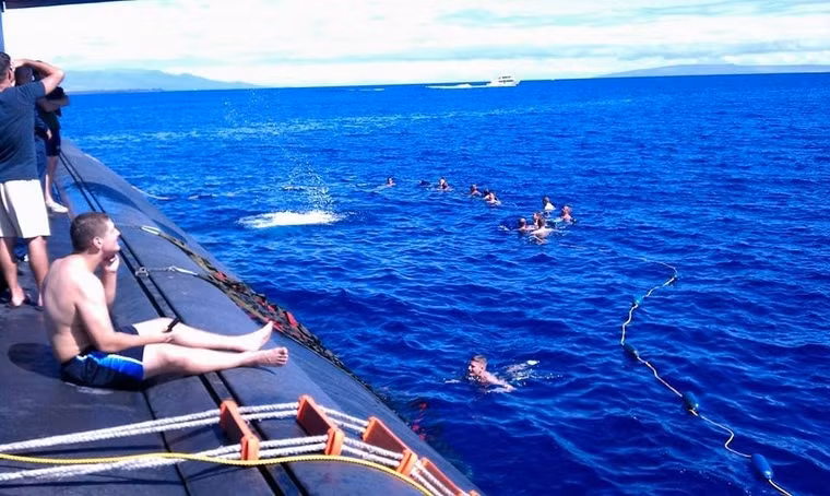 Con tàu đóng vai trò như bãi biển khổng lồ cho các thủy thủ ngay giữa đại dương mênh mông.