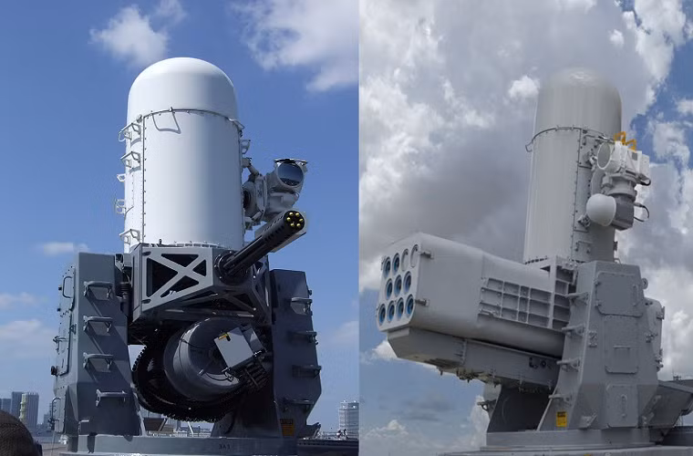 Về thiết kế tổng thể thì Phalanx CIWS và SeaRAM gần như tương đồng, chỉ có khác biệt duy nhất là toàn bộ tổ hợp pháo M61A1 Gatling 20mm của Phalanx CIWS được thay thế bằng một tổ hợp ống phóng gồm 11 tên lửa phòng không trên hạm RIM-116. Các tên lửa được dẫn đường bằng hệ thống radar và quang điện tử vốn được tích hợp sẵn trên SeaRAM tương tự như trên Phalanx CIWS.