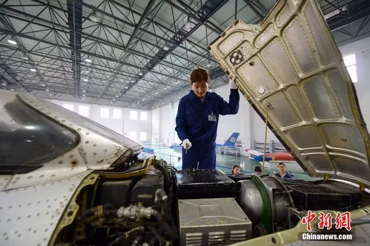 Họ không chỉ thực hiện lau chùi, vệ sinh bề ngoài máy bay mà còn trực tiếp dùng dụng cụ bảo trì những phần cứng phức tạp của máy bay.