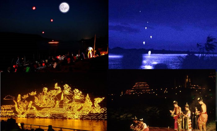 Theo truyền thuyết, rắn thần Naga tạo ra những quả cầu lửa để làm thành bậc thang đón Đức Phật trở về hạ giới.