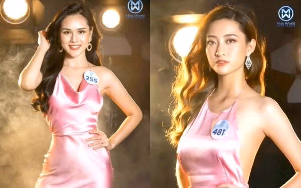 Cùng mặc một chiếc váy giống nhau, Thùy Linh thể hiện thần thái chuẩn hoa hậu, trông cô nàng vô cùng điểm đạm. Trong khi đó, bạn gái Trọng Đại khá rạng rỡ và cách tạo dáng kém xa Thùy Linh.