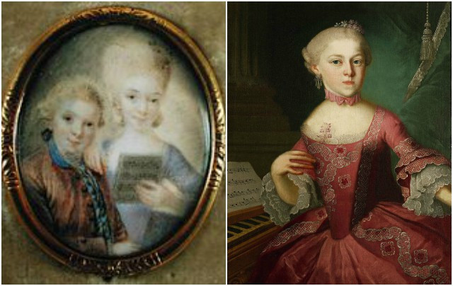 Cha của hai chị em Mozart là Leopold Mozart. Ông là một nhạc sĩ và dạy đàn clavico cho hai chị em Mozart cùng lúc. Khi ấy, Maria 8 tuổi trong khi Mozart 3 tuổi.