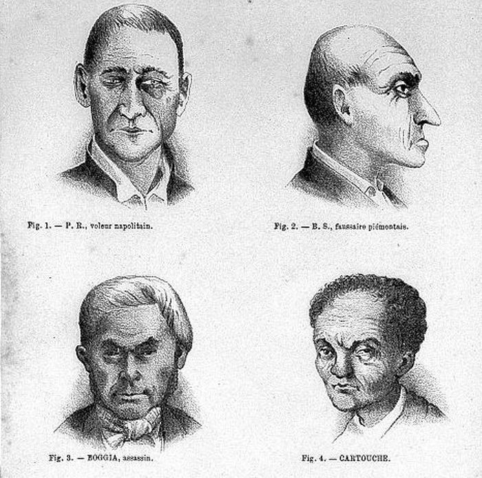 Sau nhiều cuộc khảo sát, ông Lombroso tìm ra một số đặc điểm nhận dạng thường thấy ở tội phạm.