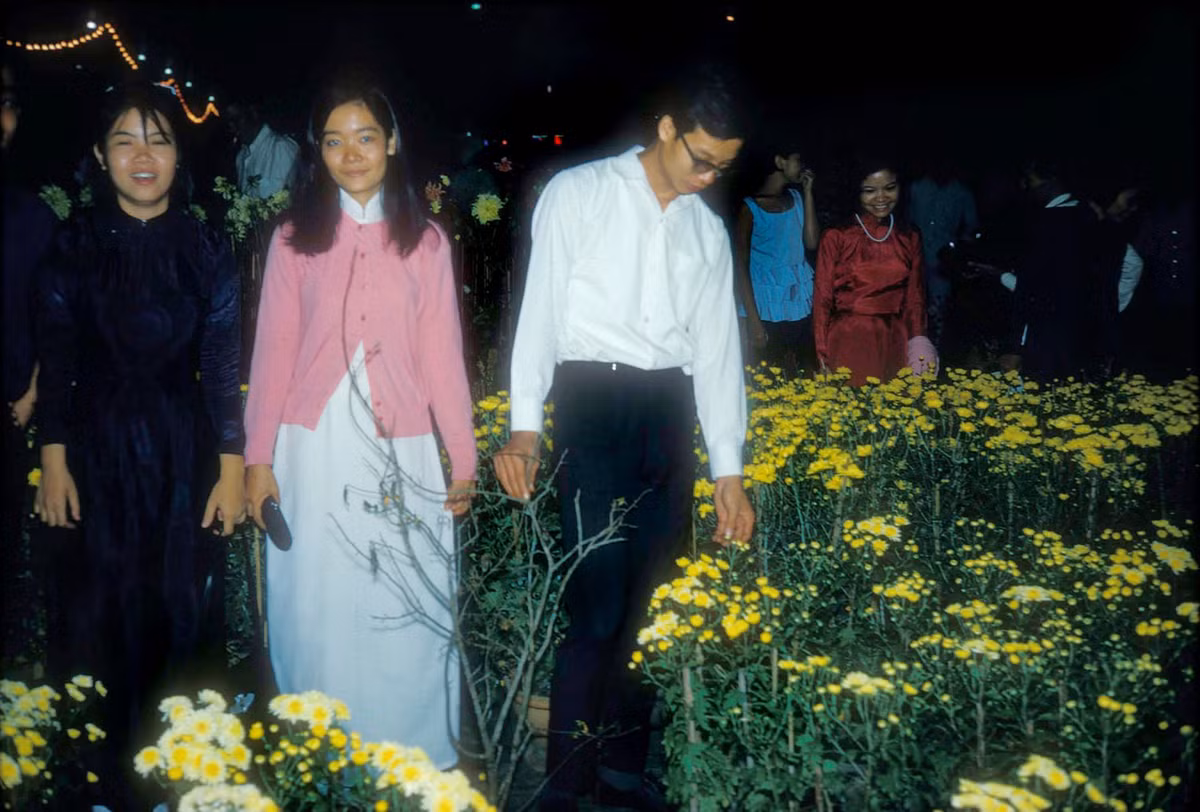 Vào buổi tối, chợ hoa Tết đường Nguyễn Huệ vẫn thu hút rất nhiều du khách đến thưởng hoa.