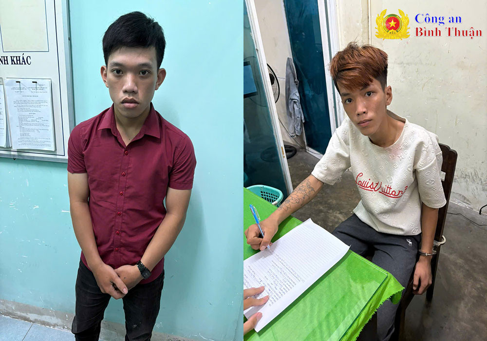 Bắt 2 đối tượng cướp giật điện thoại ở Bình Thuận Bat 2 doi tuong cuop giat dien thoai o Binh Thuan