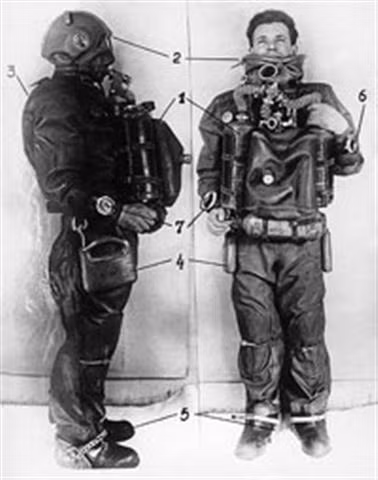 Giống như Đức, Liên Xô cũng có lực lượng người nhái tác chiến dưới nước, trang bị của họ có vẻ tốt hơn của người Đức nhất là đồ lặn, bình dưỡng khí và cả mặt nạ lặn. Ảnh người nhái đặc nhiệm của Liên Xô trong CTTG 2. Nguồn ảnh: Histomil.