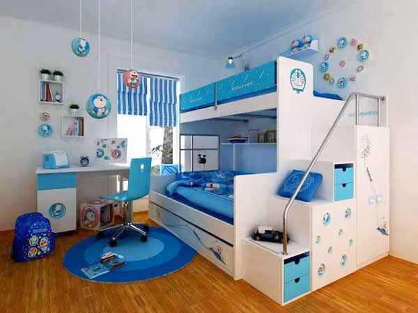 Một chiếc giường tầng tiện lợi có cả ngăn kéo trữ đồ bên dưới.