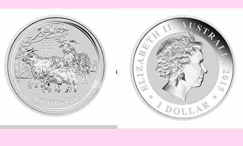 Đồng xu phiên bản bạc in hình 3 con dê mệnh giá 1 dollars.