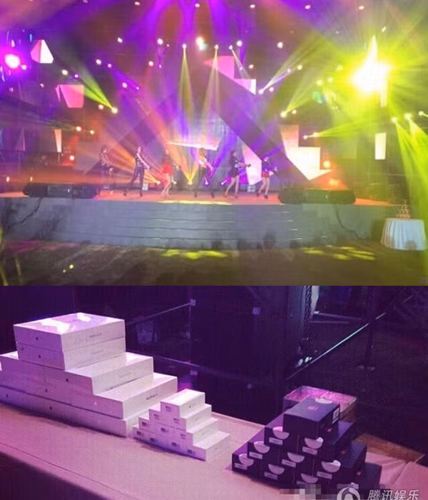 Sân khấu hoành tráng để nhóm nhạc T-ara biểu diễn và iPhone, iPad làm quà tặng khách tham dự sinh nhật vị thiếu gia.