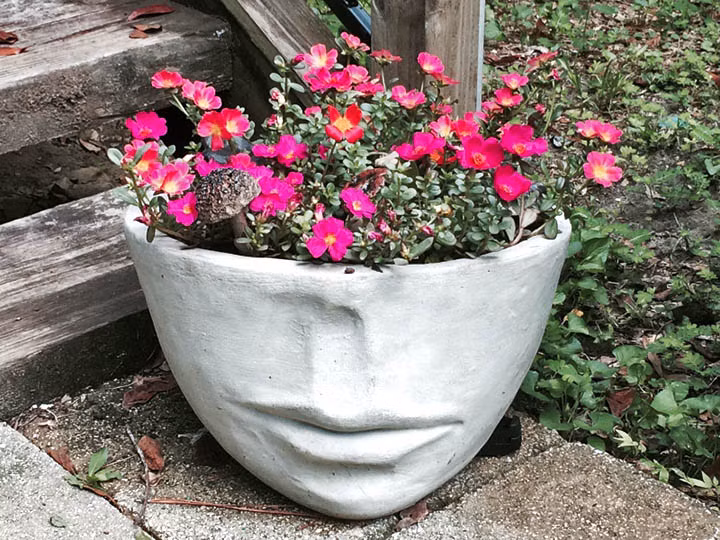 Chậu hoa hình đầu người được xem là một cách trang trí nhà gây ấn tượng.