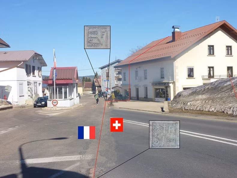 Đường biên giới từ cơ quan hải quan Thụy Sĩ.