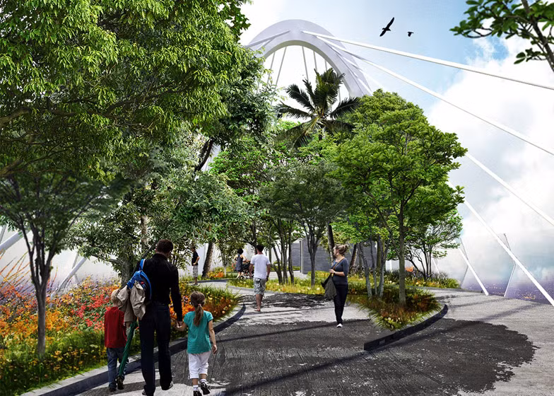 Khối tháp gồm 720 căn hộ trên diện tích 8.400 m2, trong đó mỗi căn hộ đều có ban công trồng cây và vườn trên mái. Ba khối mái nối với nhau làm tăng thêm diện tích không gian xanh rộng lớn cho các căn hộ, điều mà đang rất khan hiếm ở thành phố này.