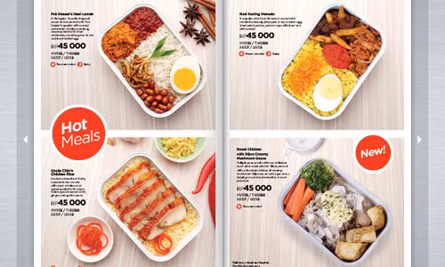 Thực đơn của Air Asia trên chuyến bay mang số hiệu QZ gồm các món ăn nhẹ, có thể dùng nóng hay lạnh tùy theo sở thích của hành khách. Đối với các chuyến bay có thời gian bay ít hơn 75 phút, Air Asia chỉ phục vụ các món ăn nhẹ.