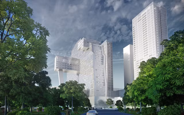 Tòa nhà thứ nhất là khu bãi đậu xe 5 tầng.