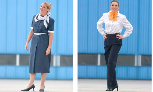 Đây là bộ đồng phục của Lufthansa trong năm 1988-2001. Bộ đồng phục này có điểm nhấn là chiếc khăn quàng cổ bắt mắt.