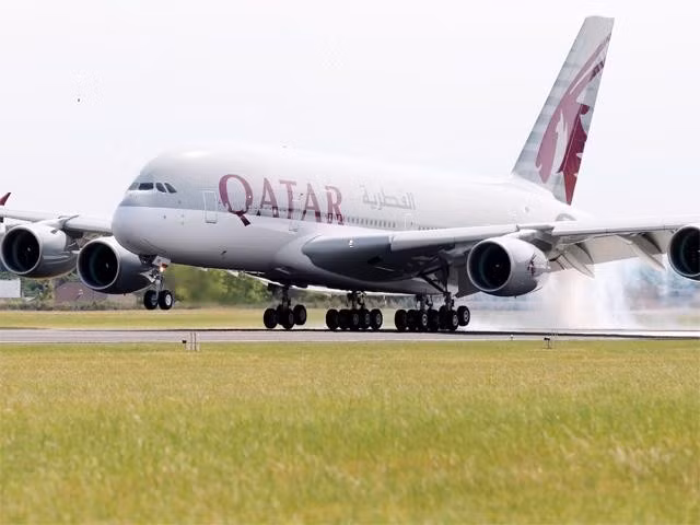 Chiếc Airbus A380 của hãng hàng không Qatar Airways cũng xuất hiện tại triển lãm năm nay.