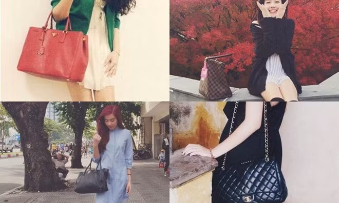 Saffiano của Prada, đều là thương hiệu được hot girl ưu chuộng. Chúng có giá từ vài chục đến trăm triệu đồng.