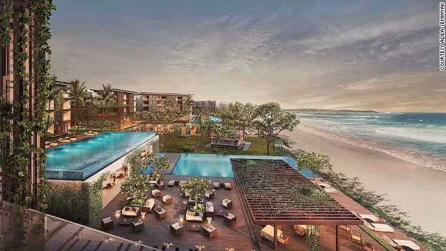Alila Seminyak (Indonesia). Khách sạn này nằm trên bãi biển dọc theo bờ biển Bali. Nơi đây rải rác các quán bar, nhà hàng và các phố mua sắm sầm uất.