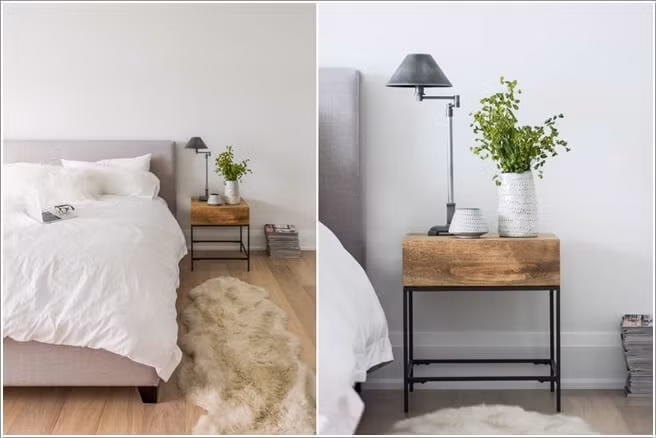 Bạn cũng có thể đặt một bình cây xanh ở cạnh giường ngủ để không gian thêm phần tươi mát hơn.