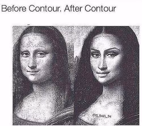 Khuôn mặt của Monalisa trước và sau khi tạo khối.