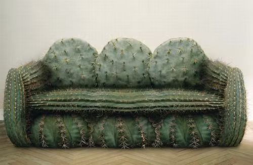 Thoạt nhìn, bạn chắc chắn sẽ lầm tưởng chiếc ghế kỳ dị này được làm từ những cây xương rồng nhưng thật ra đây là một chiếc sofa rất êm ái.