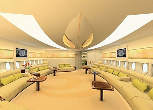 Nội thất sang trọng trong lòng chiếc Boeing của Hoàng tử Alwaleed.