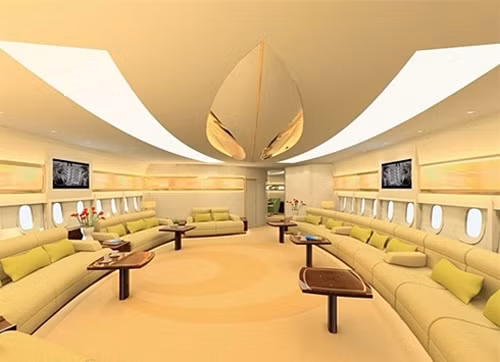 Nội thất sang trọng trong lòng chiếc Boeing của Hoàng tử Alwaleed.