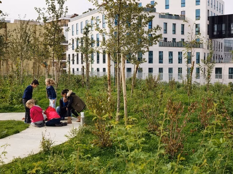 Với thiết kế kiểu lệch tầng, các khối nhà đều nhận được ánh sáng và không khí tự nhiên một cách hợp lý; đồng thời đảm bảo cho thảm thực vật phát triển một cách tự nhiên nhất.