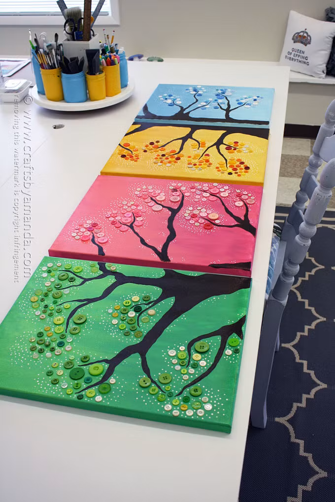 Khi này, bạn đã có những bức tranh trang trí nhà sinh động tượng trưng cho 4 mùa xuân hạ thu đông.