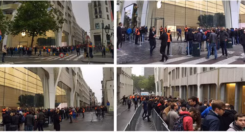 Tại Bỉ, người ta cũng chứng kiến cảnh đoàn người xếp hàng dài chờ mua siêu phẩm mới của Apple.