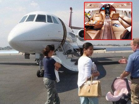 Lưu Đào: Lấy chồng đại gia, Lưu Đào cũng được sắm phi cơ riêng với nội thất sang trọng như khách sạn năm sao. Sau khi kết hôn với đại gia Vương Kha, Lưu Đào trở thành một trong những sao Hoa ngữ chịu chi nhất làng giải trí. Cô đã chi 300 triệu NDT để sở hữu chiếc chuyên cơ tiện nghi với phòng khách, nhà bếp, phòng tắm, phòng chiếu DVD, điện thoại, máy FAX đầy đủ.