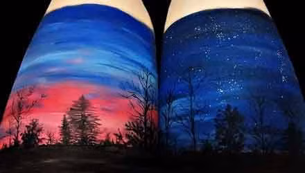 Nữ họa sĩ cho biết, để hoàn thành mỗi tác phẩm tranh 3D trên cơ thể người, cô đã tự vẽ không nghỉ trong khoảng từ 4 đến 9 tiếng.