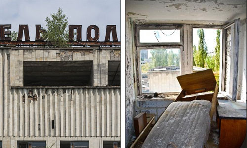 Khách sạn Polissya, tại thành phố bị bỏ hoang Pripyat, Ukraine, là một lời nhắc nhở về thảm họa Chernobyl năm 1986. Được xây dựng vào những năm 1970, khách sạn Polissya là nơi ăn nghỉ cho khách tham quan Nhà máy điện nguyên tử Chernobyl gần đó. Thế nhưng, khách sạn này đã bị phá hủy một nửa do vụ nổ nhà máy Chernobyl năm 1986.