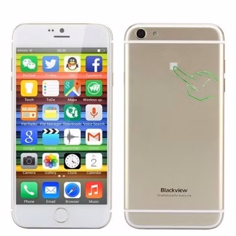 2. Blackview Ultra A6: Chiếc điện thoại "nhái" iPhone 6 này không có nút bật/tắt âm lượng giống iPhone 6. Thế nhưng, Blackview Ultra A6 lại sử dụng hệ điều hành Android nhưng lại chạy launcher giống hệt iOS, dễ đánh lừa những người am hiểu về iPhone. Sản phẩm được bán với giá 110 USD.