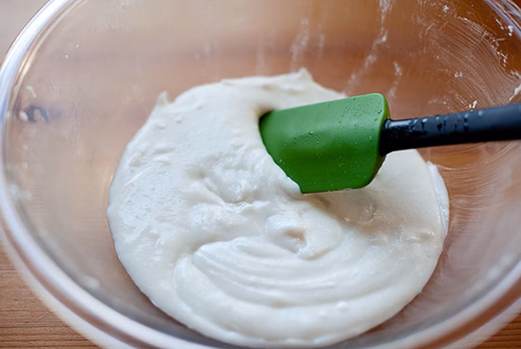 Cho bột nếp vào đó trộn cùng muối và dầu ăn, rót nước ấm từ từ vào đó và nhào thật kỹ, đến khi bột dẻo mịn và không còn dính tay là được. Ảnh: thanhnien.vn.