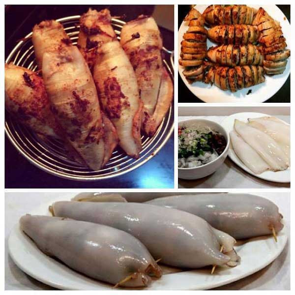 Mang mực hấp khoảng 10 phút hoặc cho vào lò vi sóng 3 phút cho mực chín sơ. Mang mực chiên trên lửa vừa, ngập dầu càng tốt và nhớ đậy nắp vung vì khi chiên mực, dầu ăn thường văng ra ngoài. Trở vàng hai mặt, vớt ra, đặt trên giấy thấm dầu rồi để thật nguội. Ảnh: GiaDinh.TV.