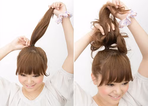 2. Búi tóc up-do, buộc cao đánh rối: Đây là những kiểu tóc cần chất tóc mịn mượt, bóng sáng mà dầu gội khô lại hoàn toàn đáp ứng được yêu cầu này. Bạn thoa dầu gội đều khắp tóc, đợi một chút để chất dầu có thể ngấm vào da đầu làm sạch và giúp tóc sáng hơn. Chú ý không xịt quá gần da đầu và xịt phủ từ gốc tới ngọn. Ảnh: Xaluan.com.