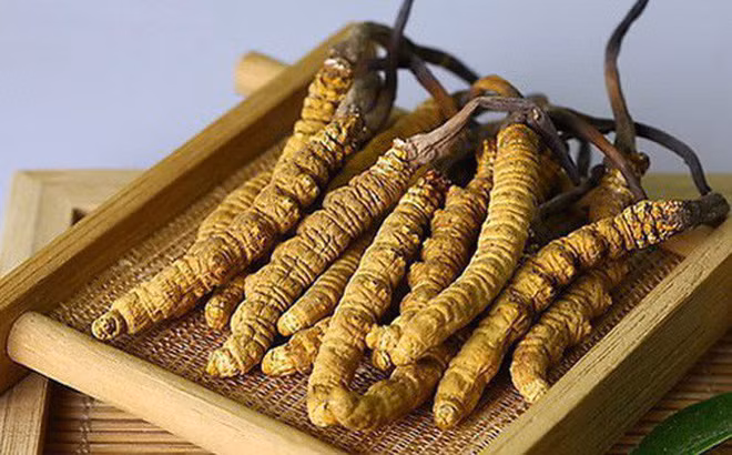 2. Đông trùng hạ thảo nấu cháo thịt gà. Tác dụng:Giúp cơ thể dễ hấp thụ giúp hệ tiêu hóa hoạt động tốt hơn. Món ăn này phù hợp cho người già, người mới phẫu thuật hay mới ốm dậy, trẻ em còi cọc, suy dinh dưỡng. Ảnh: namngoccaukho.com.