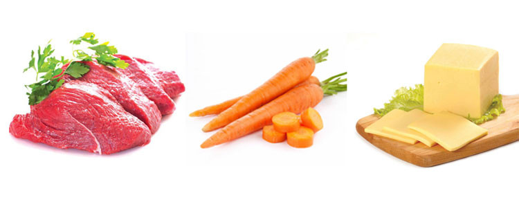 2. Cháo thịt bò nấu cà rốt, phô mai. Nguyên liệu: Thịt bò 30g (thịt bò thăn), cà rốt 30g, phô mai 1-2 miếng nhỏ. Thịt bò sơ chế, băm nhỏ hoặc xay nhuyễn. Ảnh: bekhoelonnhanh.com.