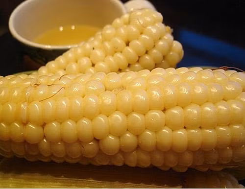 1. Ngô luộc: Ngô bánh tẻ hạt chưa cứng luộc ăn hạt, uống nước. Ngô luộc và nước luộc ngô có lợi cho người bị các bệnh gan thận có phù, sỏi, vàng da. Khi luộc cho thêm ít muối, ngô sẽ ngọt và được hấp thu vào thận nhiều hơn. Ảnh: doisongphapluat.com.