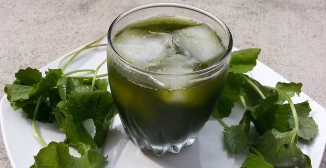 Không ít người khi uống nước rau má lại cho thêm đường kính trắng vào để dễ uống hơn. Tuy nhiên, việc này có thể sẽ dẫn đến rối loạn tiêu hóa, vì rau má có tính hàn. Ảnh: kenh14cdn.