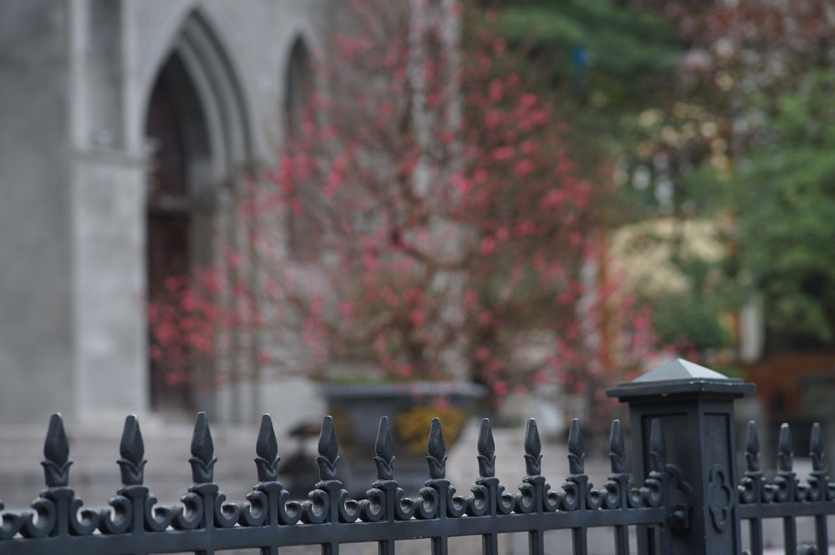 Phần rào xung quanh vẫn được giữ nguyên, không sơn sửa lại.